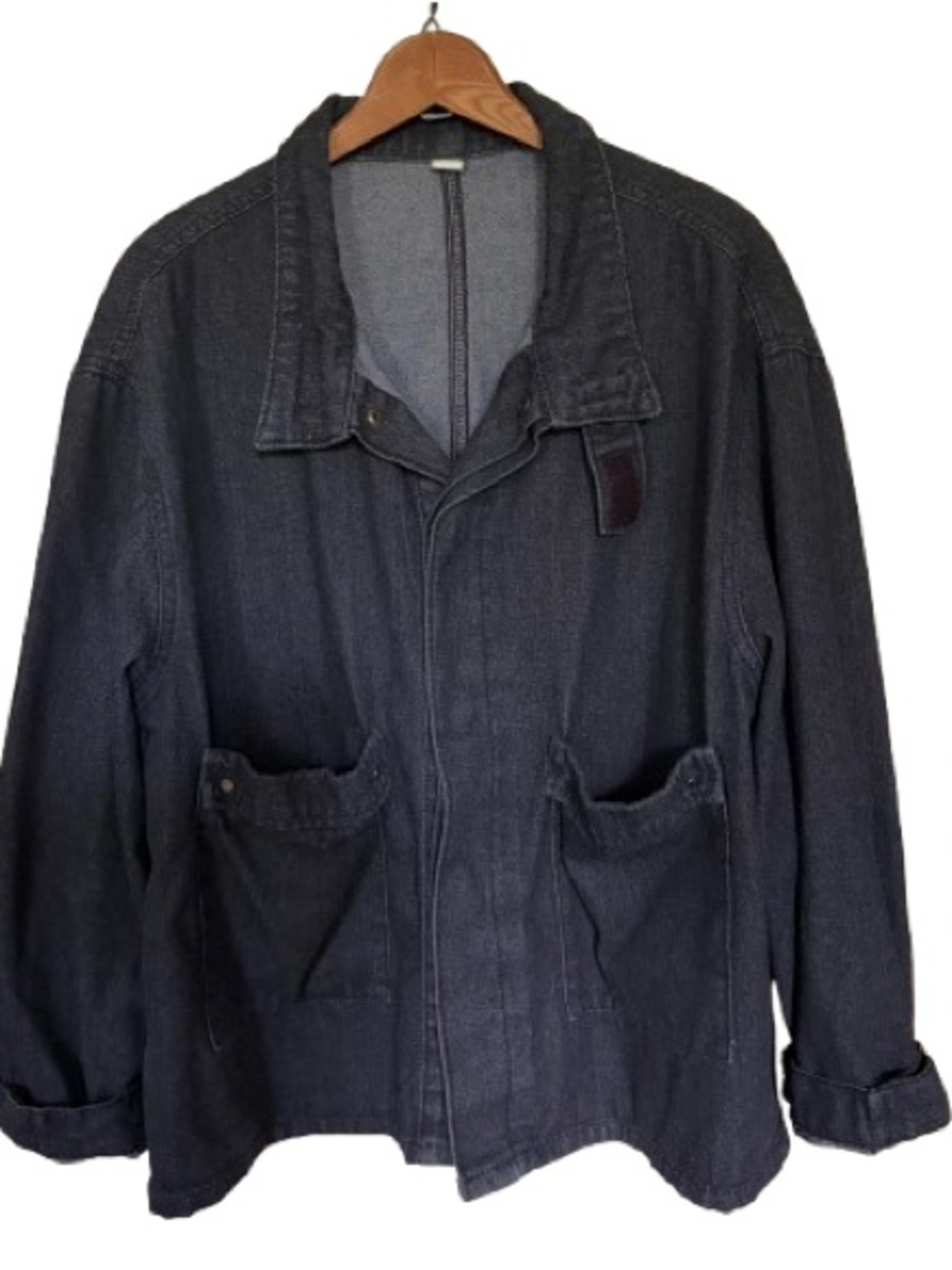 Vintage Y2K Women’s Black Denim Jacket Size 8 or L Grunge Loose Fit 80’s